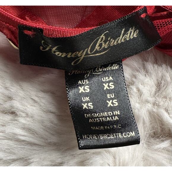 Honey Birdette INDRIA❤️ Red & Gold Cheeky Brief XS - Picture 4 of 4